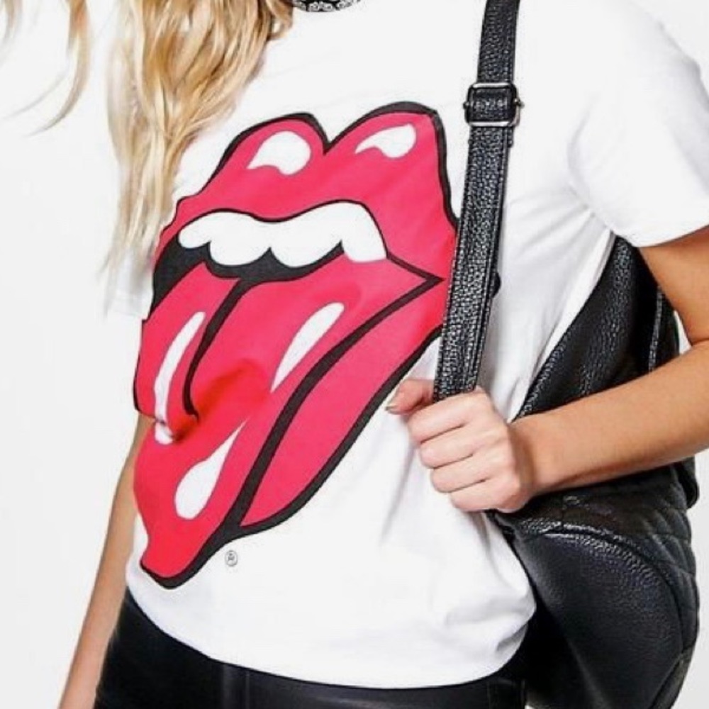 The Rolling‎ Stones white crop tee